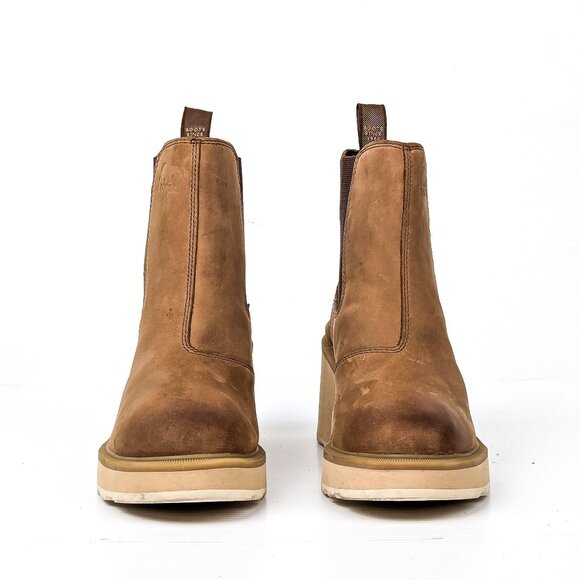 Sorel Women Hi-Line Heel Chelsea Brown Leather Waterproof Ankle Boots size 8.5 - Picture 2 of 9